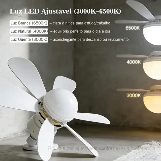 Ventilador Teto Com Lâmpada Silencioso Controle Remoto 42 Cm FUSHANG