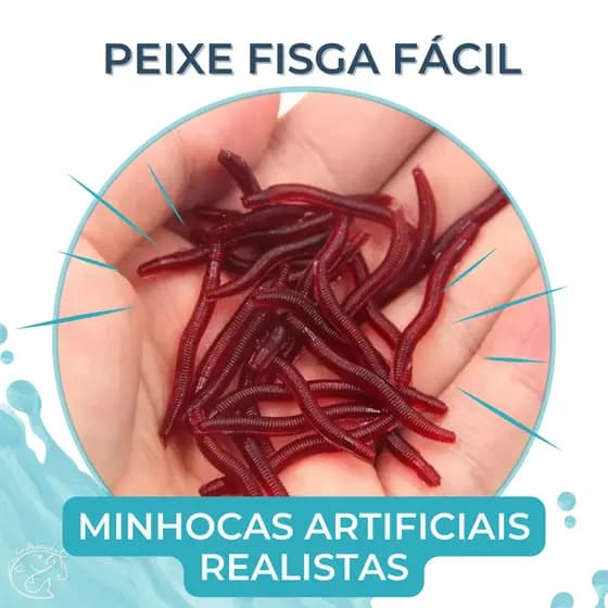 Kit Isca Artificial Minhoca Silicone Macia Realista para Pesca Tilapia Piau Traira Lambari