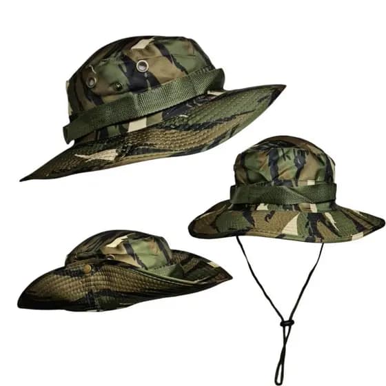 Chapéu tático camuflado chapéu pescador Camping Pesca Masculino Feminino Bucket