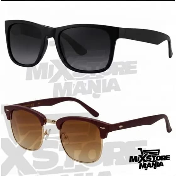 Kit 2 Óculos de Sol Feminino e Unissex Clubmaster Redondo + Quadrado Justin Estiloso UV400 | Pode Comprar Separado