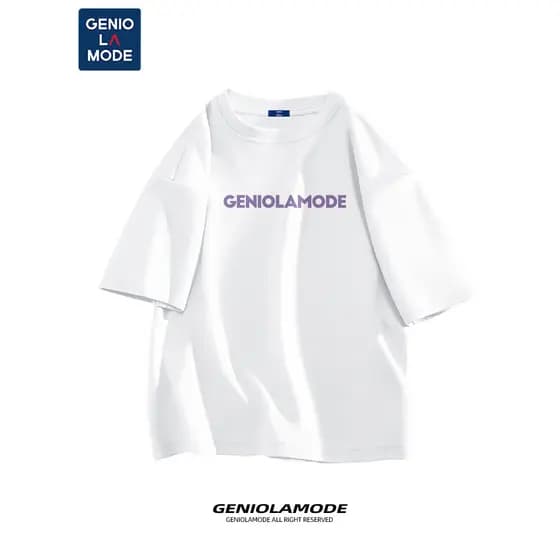 GENIOLAMODE Branco de Manga Curta Masculino Verão Street Wear Carta Impressão Design Simples Sentindo Meia Manga