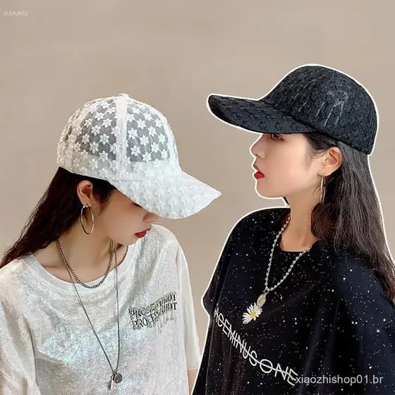 Boné De Beisebol Flower Moda Ajustável Feminino Meninas Ao Ar Livre Chapéu De Malha Hip Hop