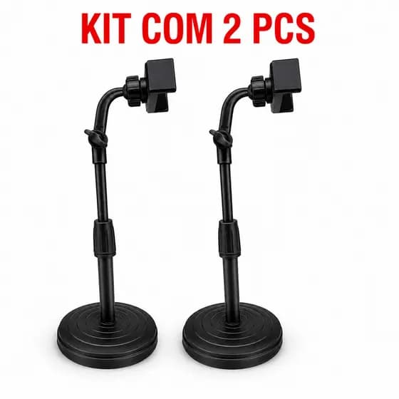 KIT 2 Suporte Tripé Celular Smartphone De Mesa Escritório 360º