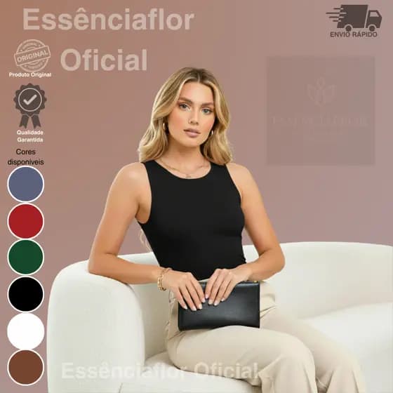 Regata Blogueira Feminina Suplex Premium Com Forro Duplo Lisa Básica Regata Feminina Elegante Casual