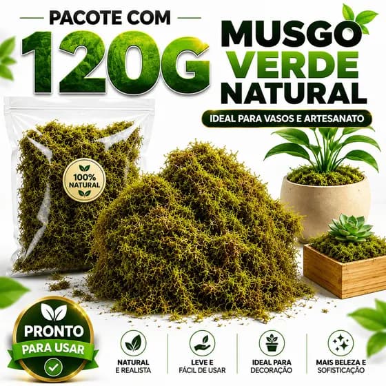 120g Musgo Verde Natural para Artesanato Decoração de Vasos Flores Paisagismo