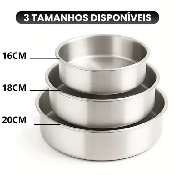 Kit Formas Assadeira De Bolo Redonda Baixa Alumínio Reforçada Vários Tamanhos 16Nº18Nº20º
