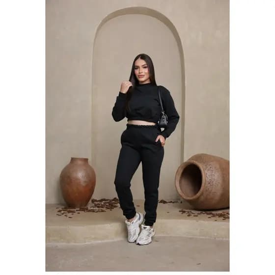 Conjunto Moletom Feminino Cropped + Calça Jogger