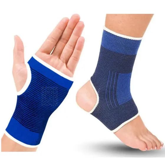 1 Par De Munhequeira +1 Par De Tornozeleira Proteção Tendinite Luxação