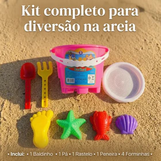 Baldinho de Praia Kit Balde Praia Liso Areia Infantil Completo Brinquedo