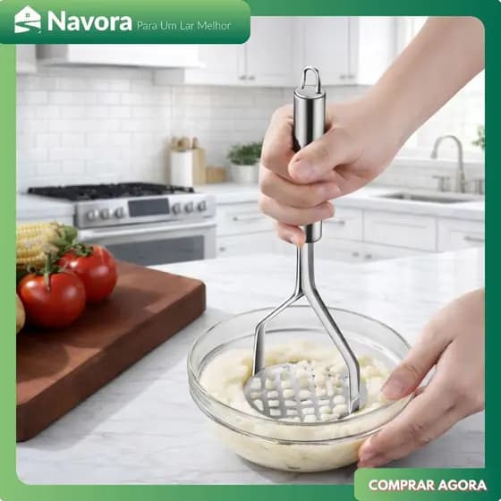 Amassador de Batata Inox Prensa Hamburger Manual Utensílio Cozinha Food Grade Resistente