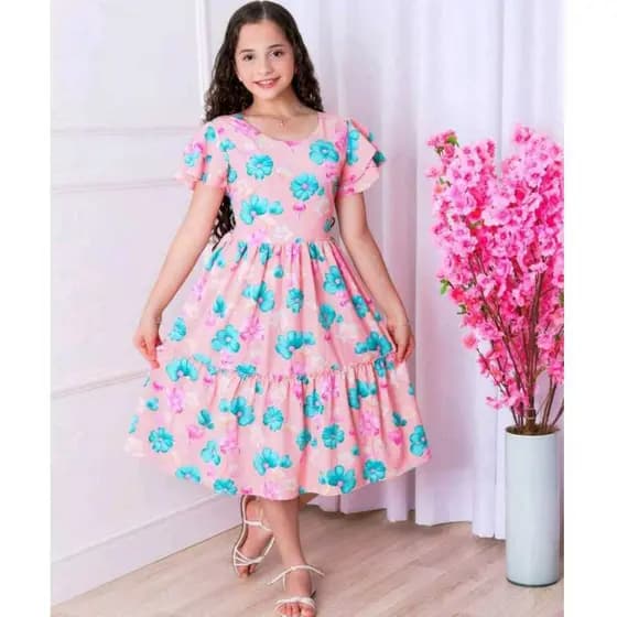 Vestido Juvenil Menina Estampado 4 só 14 anos Estampado