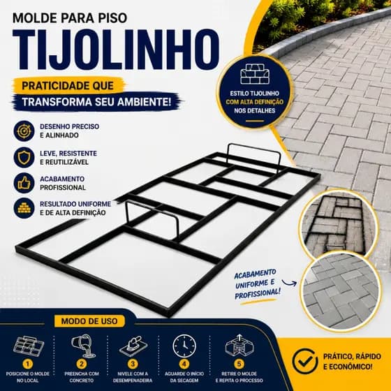 Molde Calçada Concreto Forma 30x60 Tijolinho Piso Jardim Varanda