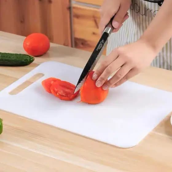 Tábua de Corte PVC Branca Dupla Face Antiderrapante para Carne Churrasco Cozinha