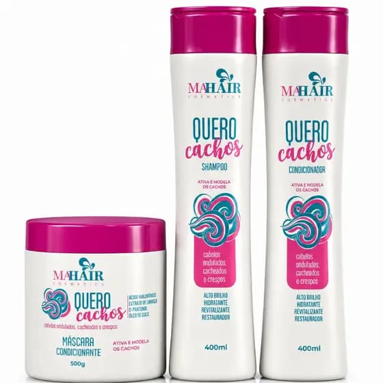 Kit Capilar Shampoo Condicionador e Máscara 500g Tratamento Profissional Cabelos Mahair - Promoção !