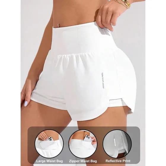 Short C/ Bolso Para Corrida, Caminhada Academia Feminino Compresão
