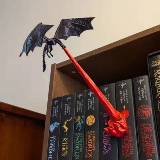 Peça Decorativa de Livros - Design de Dragão Decoração Medieval Divertido Estante