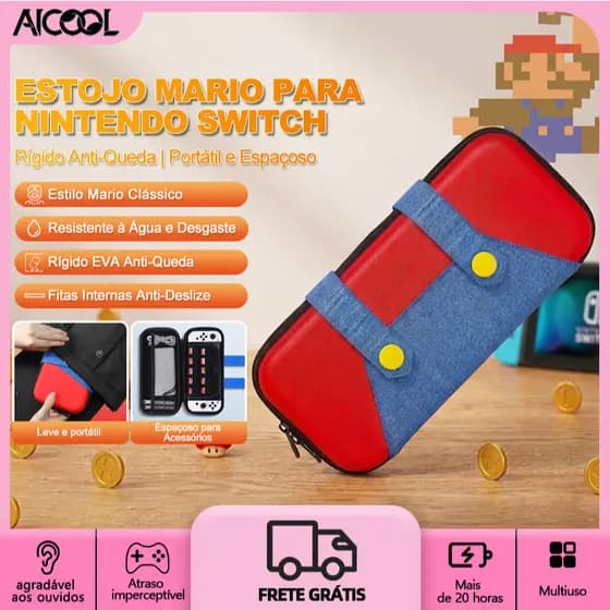 Aicool Mala De Transporte De Grande Capacidade Para Nintendo Switch 2 Com Joy-Con e Adaptador