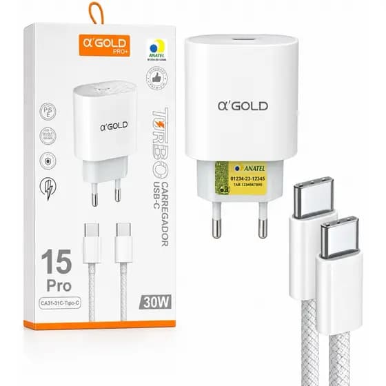 Cabo + fonte carregador tipo c de carregamento rápido para Android lançamento 2026