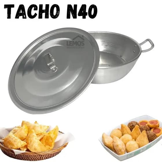 Tacho Grande Com Tampa Em Aluminio N40 Para Batata Frita Pastel Salgado Camarão Moqueca Acarajé