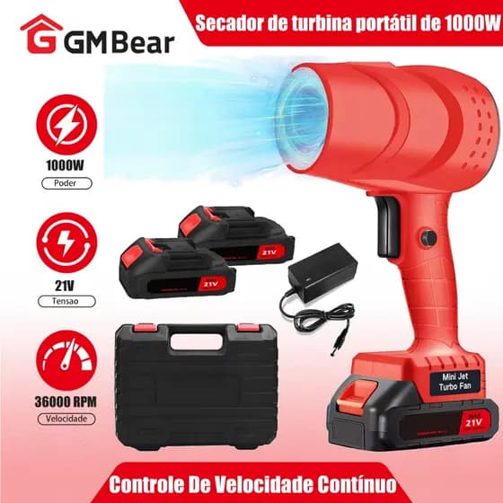 GM Bear Soplador De Secado De Turbina Inalámbrico 1000w Portatil