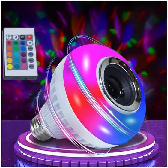 Lâmpada led inteligente bluetooth controle remoto musical led rgb som quarto sala cozinha