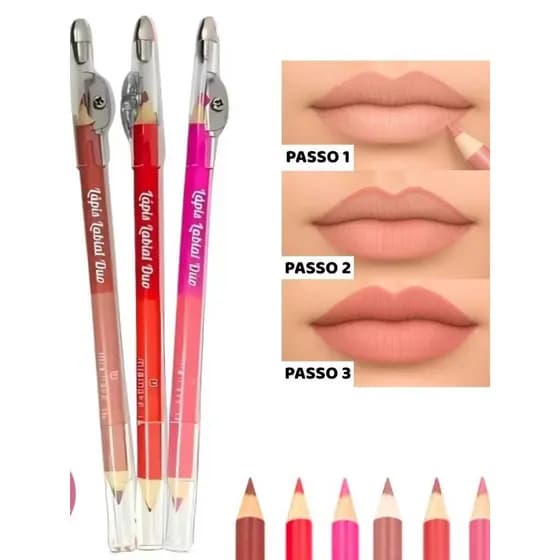 Kit 2 ou 6 cores Lápis Labial duo Mia Make