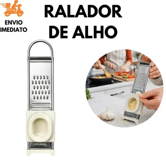 Ralador De Alimentos Multiuso Aço Inox com Base Coletora Alho Queijo E Legumes