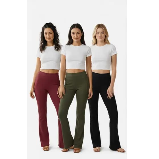 Calça Flare Feminina Bailarina Canelado Moda