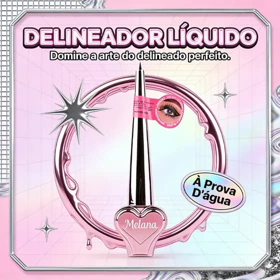 Melana Delineador Líquido Ponta 0.1mm, Traço Preciso e Fixação à Prova D'água Perfeita