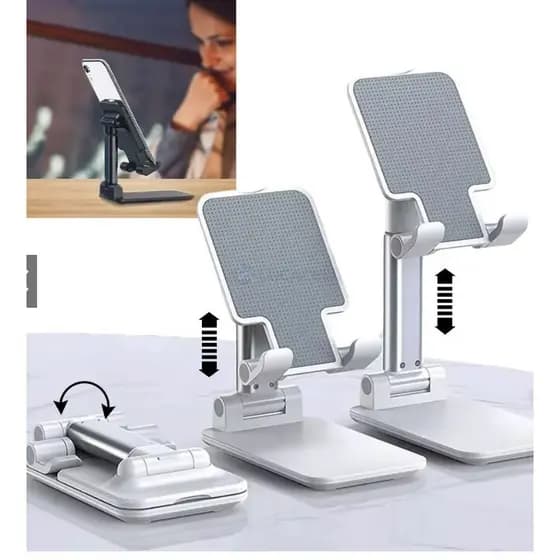Suporte Para Celular E Tablet Ajustável Apoio Mesa Cor Branca