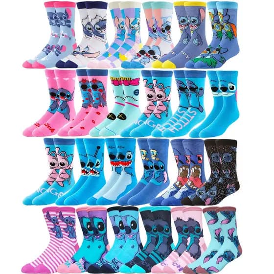 Meia Personagem Stitch Destaque Infantil – Cano Alto Unissex | Estampas Exclusivas | Poliéster, Elastano Envio Imediato