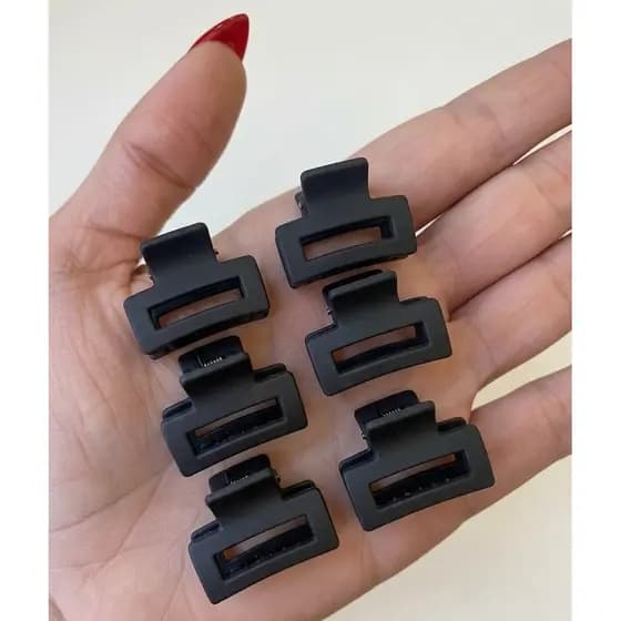 Kit 6 Mini Presilhas de Cabelo Garra Menina Franja Clipe Grampo Acessórios Cor Preta Elegantes Tendência Novidade
