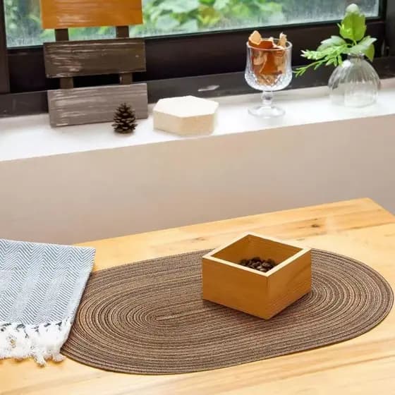 Tapete de Fibra Natural Oval Laranja Tapete de Área para Sala de Estar, Quarto e Entrada - Design de Trama Espiral