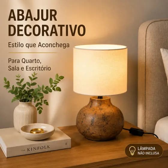 Abajur De Mesa Luminária De Mesa Abajur Para Quarto Decorativo Para Cabeceira Cinza
