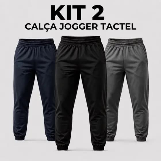 Kit 2 Calças Jogger Tactel com Elastano para Treino Esportiva Masculina