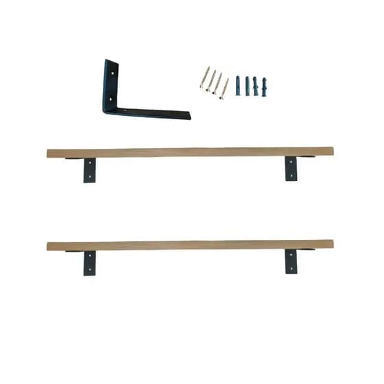 Kit com 2 Prateleiras de Madeira Industrial com Suporte Invertido Mão Francesa