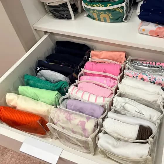 Colmeias Organizadoras de guarda roupa, material TNT e vinil ou cristal, Organizador de roupas, Organizador de Gavetas