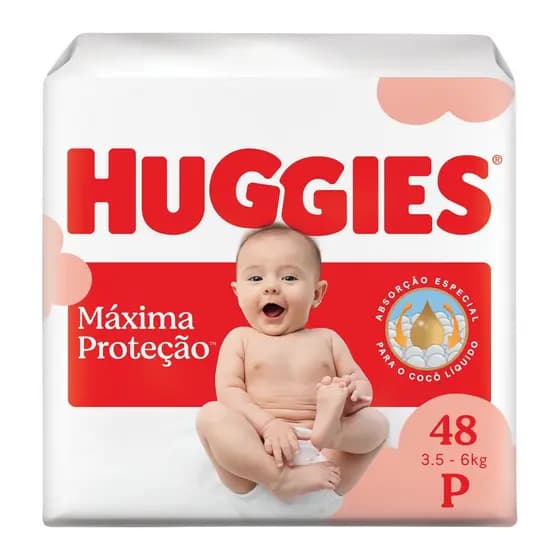 Fralda Descartável Huggies Máxima Proteção P 48 Unidades