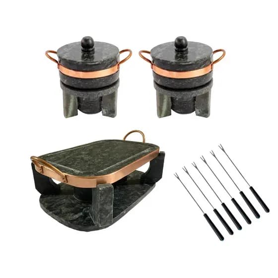 kit Fondue Churrasqueira Oval 31cm 02 panelas + 6 garfinhos