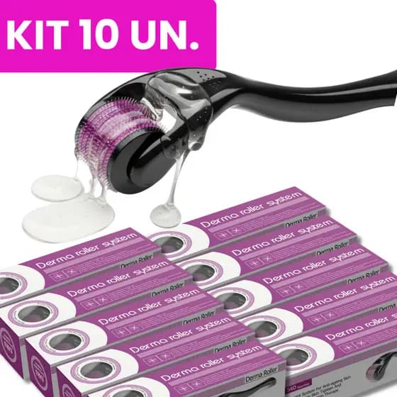 Kit c/ 10 DermaRoller MicroAgulhamento Rolo Agulha System 540 Original Anvisa Preencher Falha Cabelo e Barba Cicatrizes.