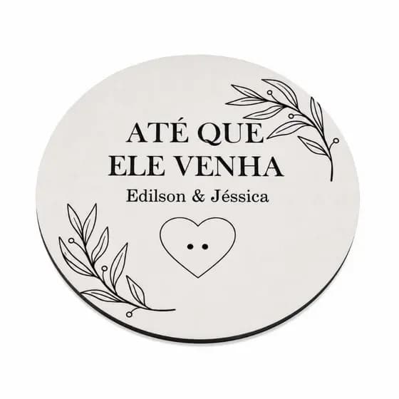 Porta Alianças Redondo Decoração Noivado Casamento Enfeite Branco MDF Amor Paixão