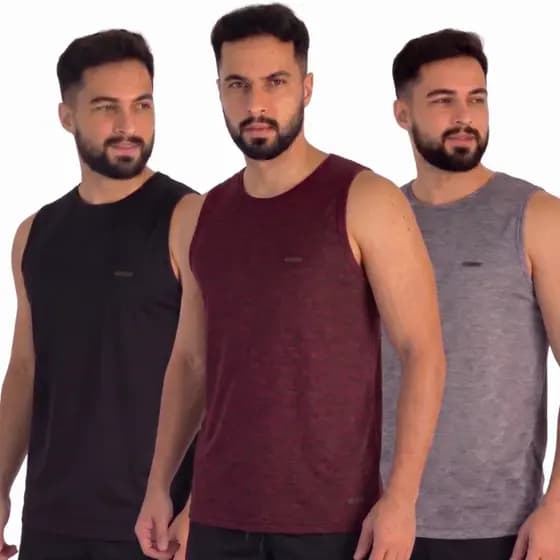 Kit 3 Camisetas Regata Dry fit Masculina Malha Fria