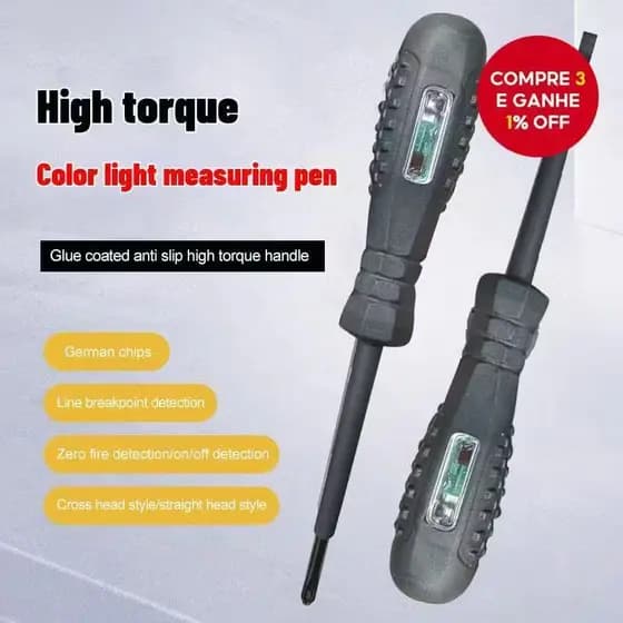 Caneta Chave de Teste Energia Elétrica com Luz de LED TROCA PONTA