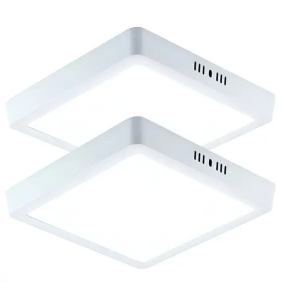 Kit 2 Painel Sobrepor 25W Led Quadrado Grande Luz Branco Frio/Neutro/Quente Bivolt