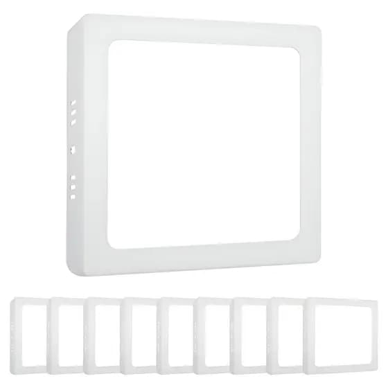 Kit 10 Painel Sobrepor 25W Led Quadrado Compacto Branco e Preto Luz 6500K Branco Frio Bivolt