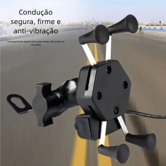Suporte Universal para Moto com Carregador Turbo - Stallion, Aprovado Anatel, USB
