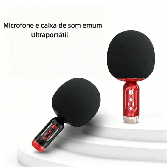 Microfone Karaokê Bluetooth Sem Fio Com Alto-Falante Integrado Portátil Efeito de Voz Redução de Ruído