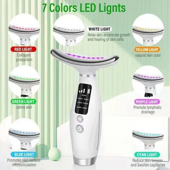 Massageador De Pescoço e Rosto LED Vibração Fototerapia Para Rejuvenescer Firmeza Anti-Rugas
