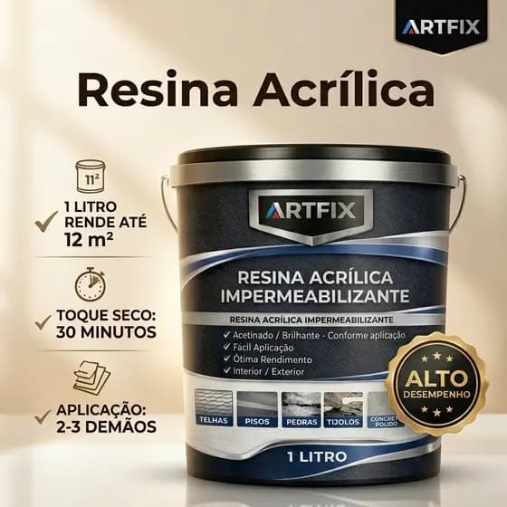 Resina 1L e 3,6 L Acrílica Impermeabilizante Brilhante/Acetinada Incolor para Telhas e Tijolos