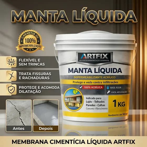Manta Borracha Líquida 18Kg Proteção Impermeável Contra Trincas, Fissuras e Infiltrações